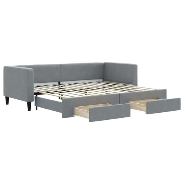 vidaXL daybed med udtræk og skuffer 80x200 cm stof lysegrå