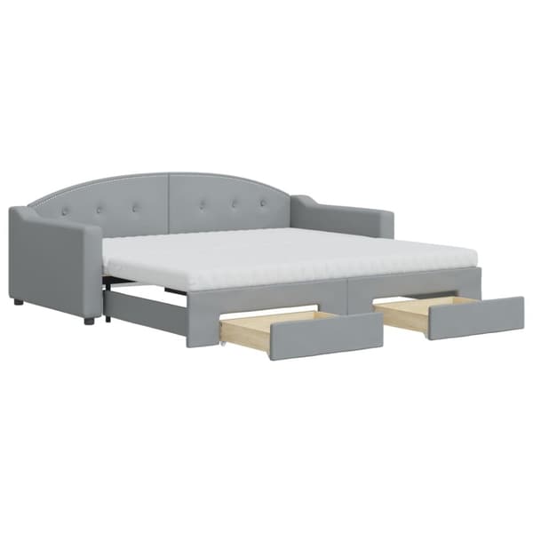 vidaXL daybed med udtræk og skuffer 90x190 cm stof lysegrå