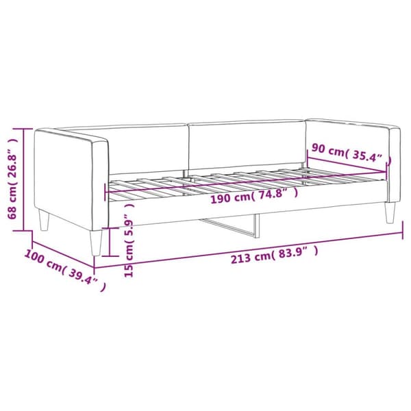 vidaXL Dagbädd mörkgrå 90x190 cm tyg