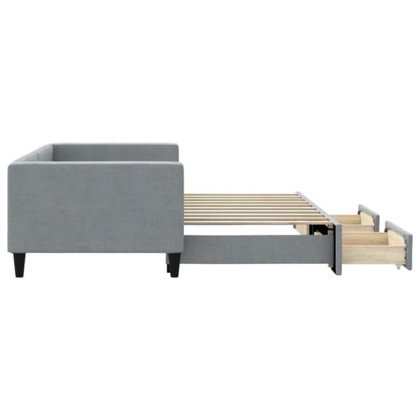 vidaXL daybed med udtræk og skuffer 90x190 cm stof lysegrå