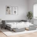 Miniatyrbillede 11 af 11: vidaXL daybed med udtræk og skuffer 90x190 cm stof lysegrå