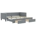 Miniatyrbillede 1 af 11: vidaXL daybed med udtræk og skuffer 90x190 cm stof lysegrå