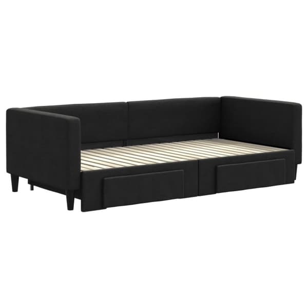 vidaXL daybed med udtræk og skuffer 90x190 cm stof sort
