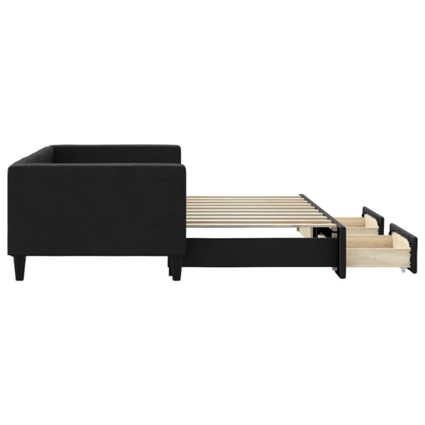 vidaXL daybed med udtræk og skuffer 90x190 cm stof sort