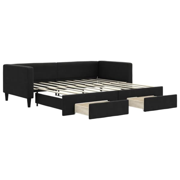 vidaXL daybed med udtræk og skuffer 90x190 cm stof sort