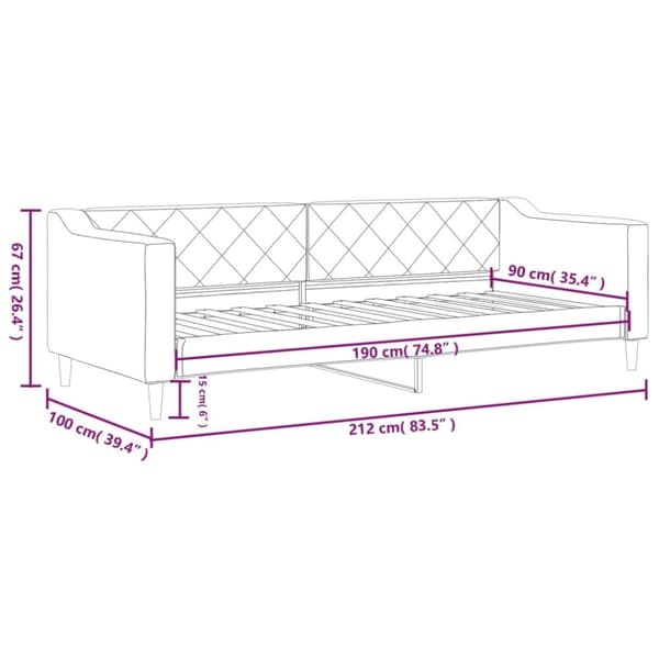 vidaXL daybed 90x190 cm stof lysegrå