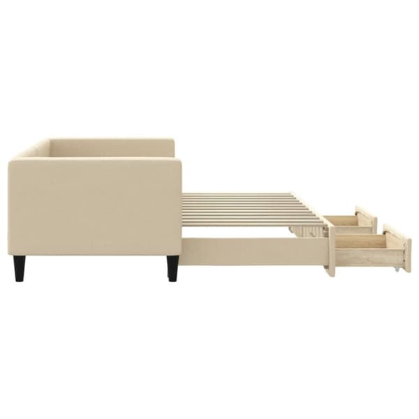 vidaXL daybed med udtræk og skuffer 80x200 cm stof cremefarvet