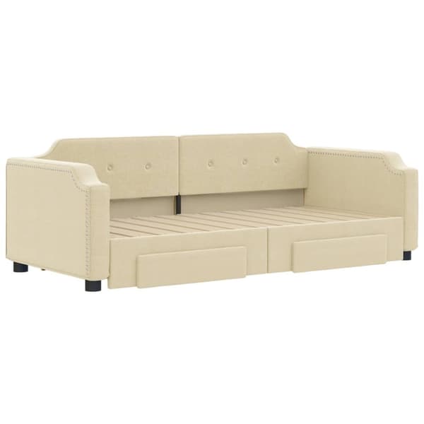 vidaXL daybed med udtræk og skuffer 80x200 cm stof cremefarvet