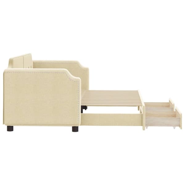 vidaXL daybed med udtræk og skuffer 80x200 cm stof cremefarvet