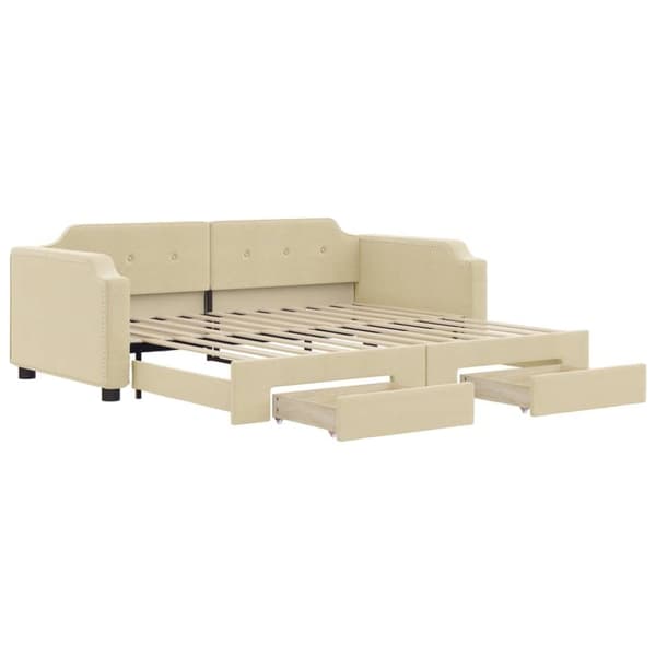 vidaXL daybed med udtræk og skuffer 80x200 cm stof cremefarvet
