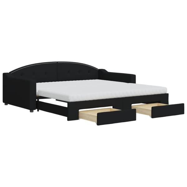 vidaXL daybed med udtræk og skuffer 100x200 cm stof sort