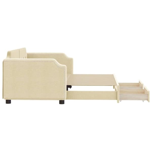 vidaXL daybed med udtræk og skuffer 90x200 cm stof cremefarvet