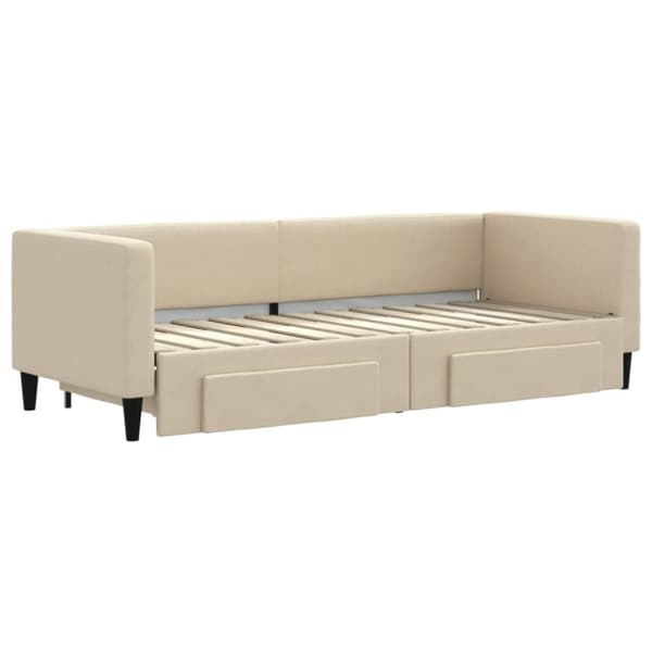 vidaXL Dagbädd utdragbar med lådor gräddvit 80x200 cm tyg