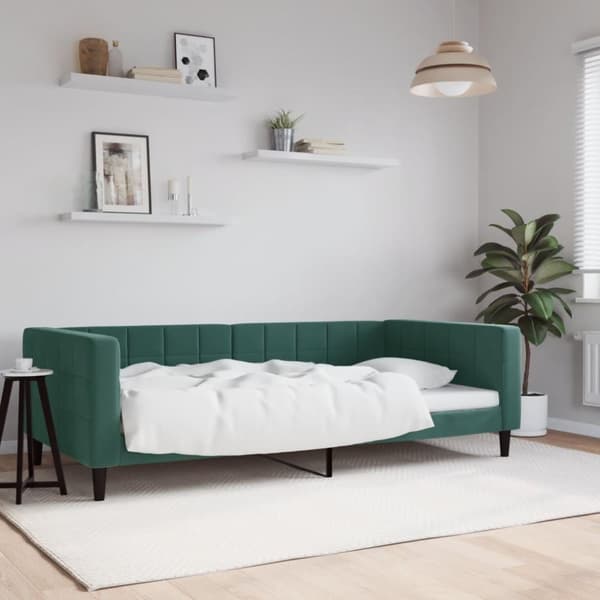 vidaXL Dagbädd mörkgrön 100x200 cm sammet