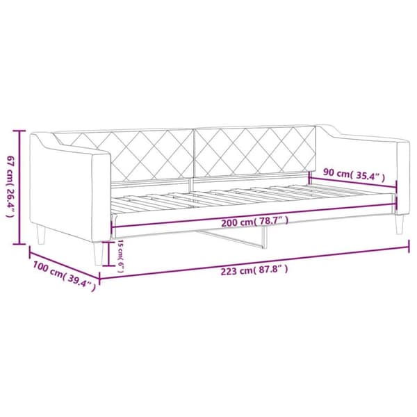 vidaXL Dagbädd gräddvit 90x200 cm tyg
