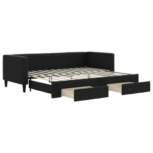 vidaXL daybed med udtræk og skuffer 80x200 cm stof sort