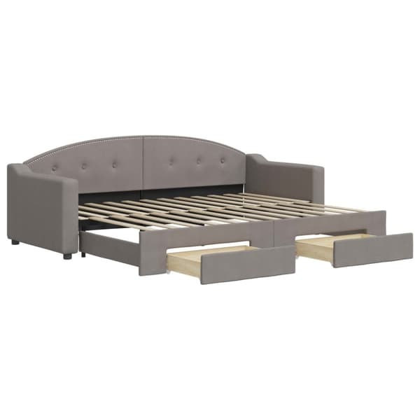 vidaXL daybed med udtræk og skuffer 80x200 cm stof gråbrun