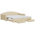 Miniatyrbillede 3 af 11: vidaXL daybed med udtræk og skuffer 100x200 cm stof cremefarvet