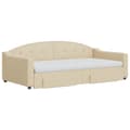 Miniatyrbillede 4 af 11: vidaXL daybed med udtræk og skuffer 100x200 cm stof cremefarvet