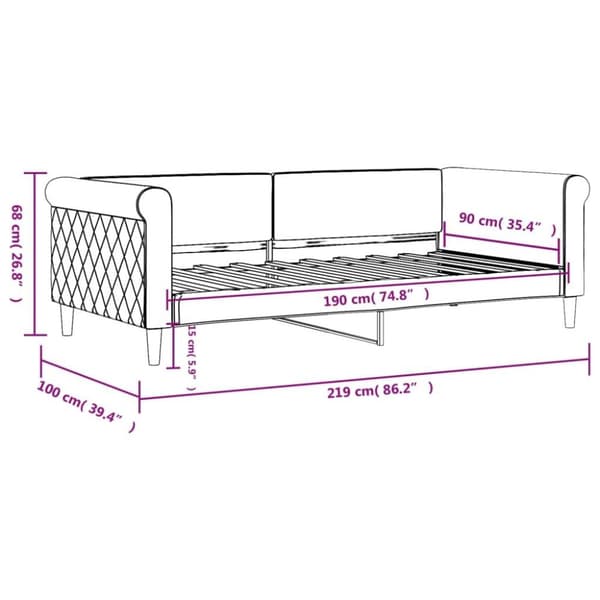 vidaXL Dagbädd svart 90x190 cm sammet
