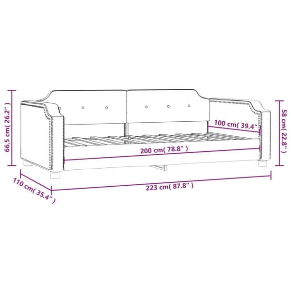 vidaXL daybed 100x200 cm stof lysegrå