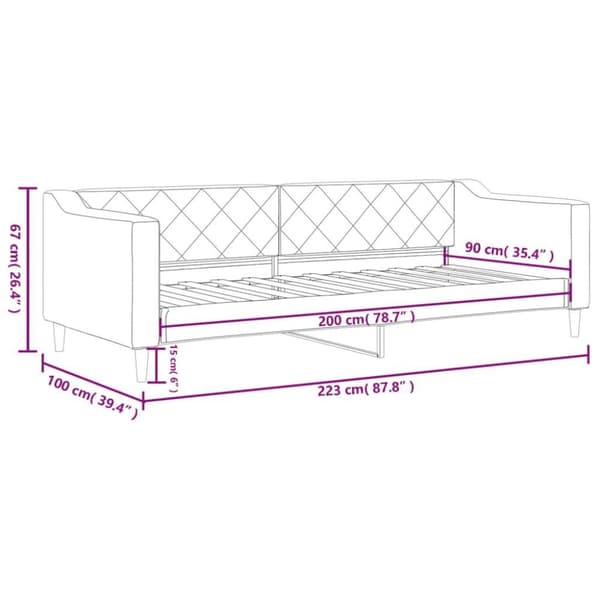 vidaXL daybed 90x200 cm stof sort