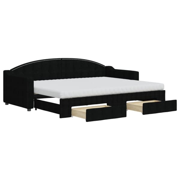vidaXL daybed med udtræk og skuffer 80x200 cm stof sort