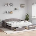 Miniatyrbillede 11 af 11: vidaXL daybed med udtræk og skuffer 90x200 cm stof gråbrun