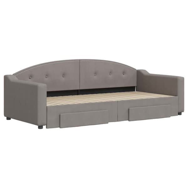 vidaXL daybed med udtræk og skuffer 90x200 cm stof gråbrun