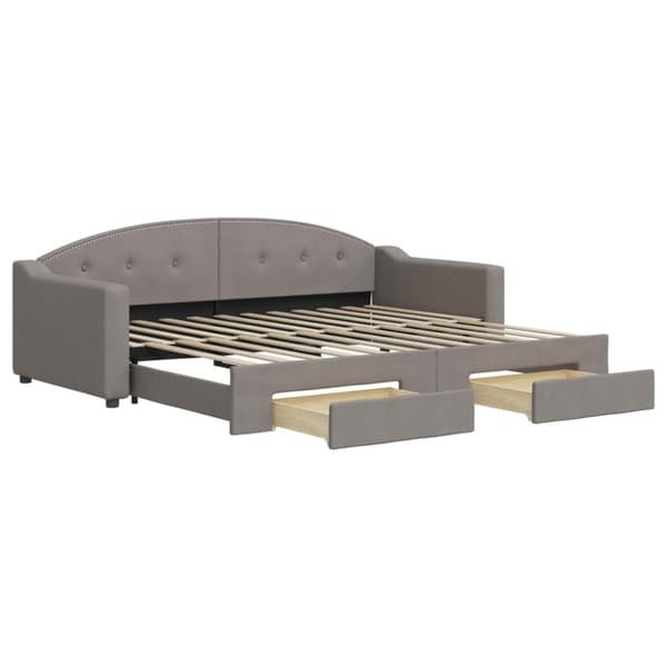 vidaXL daybed med udtræk og skuffer 90x200 cm stof gråbrun