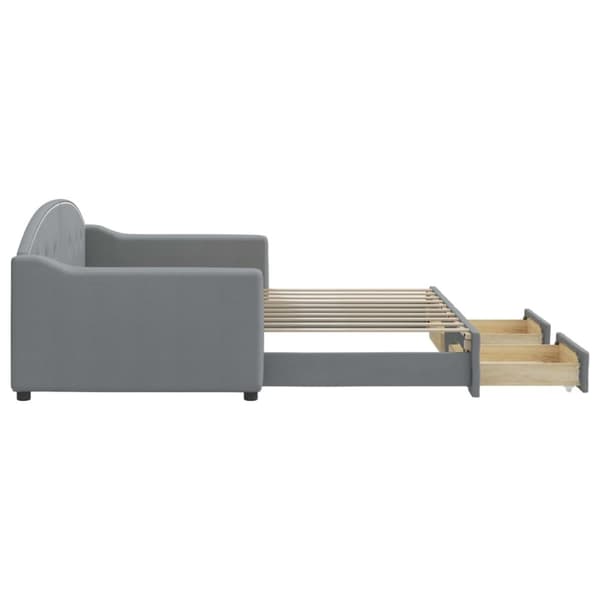 vidaXL daybed med udtræk og skuffer 90x190 cm stof lysegrå