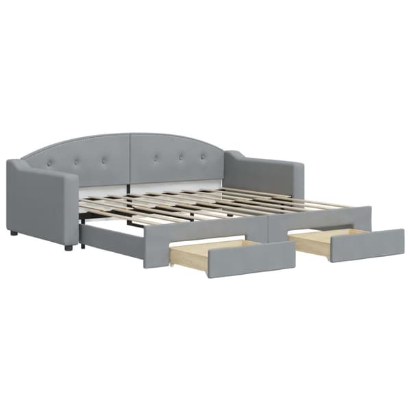 vidaXL daybed med udtræk og skuffer 90x190 cm stof lysegrå