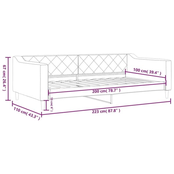 vidaXL Dagbädd gräddvit 100x200 cm tyg
