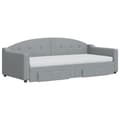 Miniatyrbillede 3 af 11: vidaXL daybed med udtræk og skuffer 90x200 cm stof lysegrå