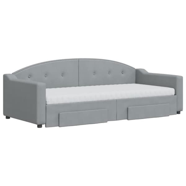 vidaXL daybed med udtræk og skuffer 90x200 cm stof lysegrå
