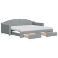 Miniatyrbillede 2 af 11: vidaXL daybed med udtræk og skuffer 90x200 cm stof lysegrå
