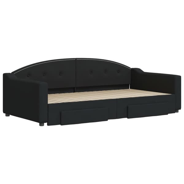 vidaXL daybed med udtræk og skuffer 100x200 cm stof sort