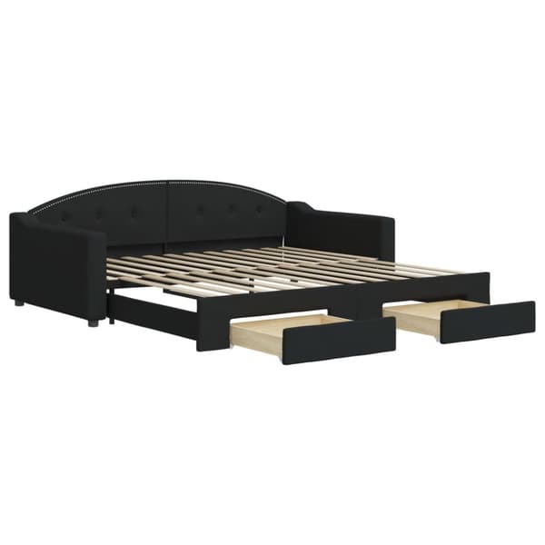 vidaXL daybed med udtræk og skuffer 100x200 cm stof sort