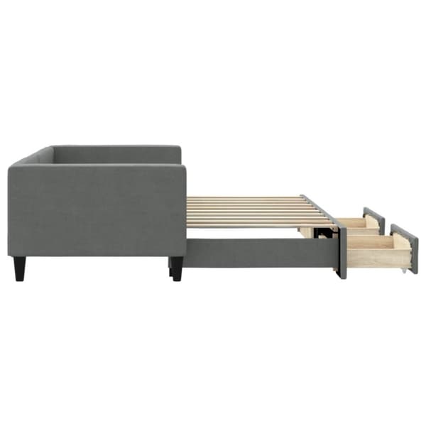 vidaXL daybed med udtræk og skuffer 90x190 cm stof mørkegrå