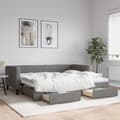 Miniatyrbillede 11 af 11: vidaXL daybed med udtræk og skuffer 90x190 cm stof mørkegrå