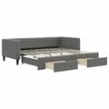Miniatyrbillede 1 af 11: vidaXL daybed med udtræk og skuffer 90x190 cm stof mørkegrå