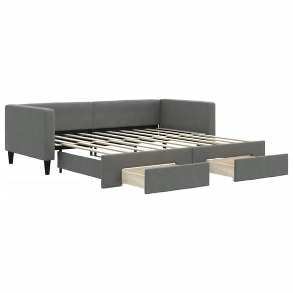 vidaXL daybed med udtræk og skuffer 90x190 cm stof mørkegrå
