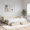 Miniatyrbillede 11 af 11: vidaXL daybed med udtræk og skuffer 80x200 cm stof cremefarvet