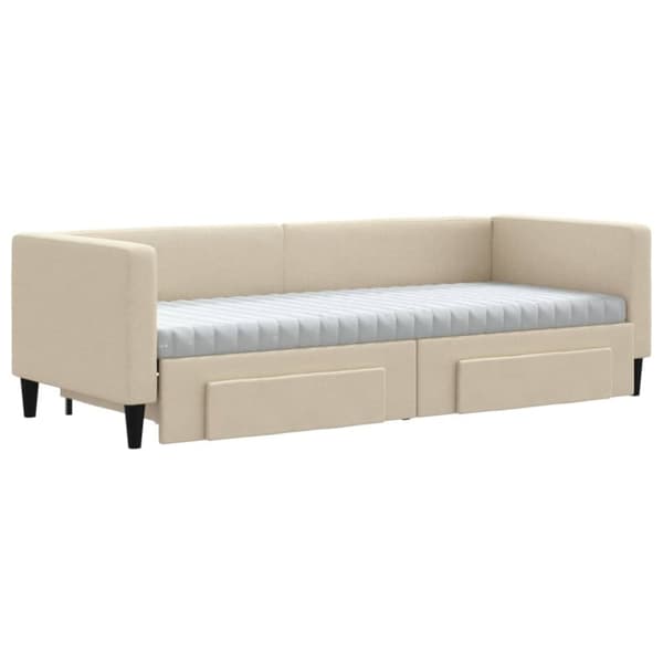 vidaXL daybed med udtræk og skuffer 80x200 cm stof cremefarvet