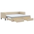 Miniatyrbillede 1 af 11: vidaXL daybed med udtræk og skuffer 80x200 cm stof cremefarvet