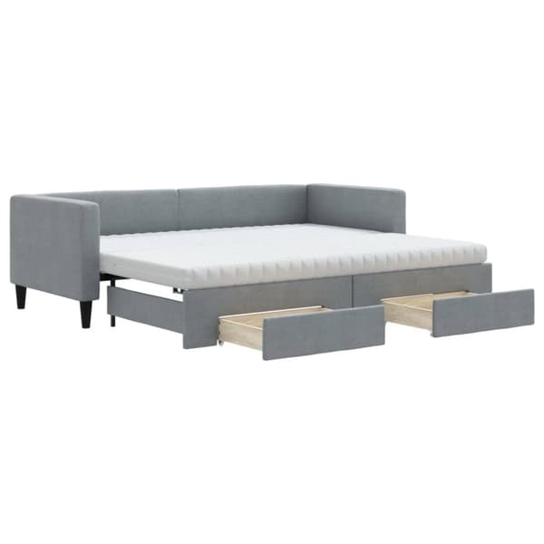 vidaXL daybed med udtræk og skuffer 80x200 cm stof lysegrå