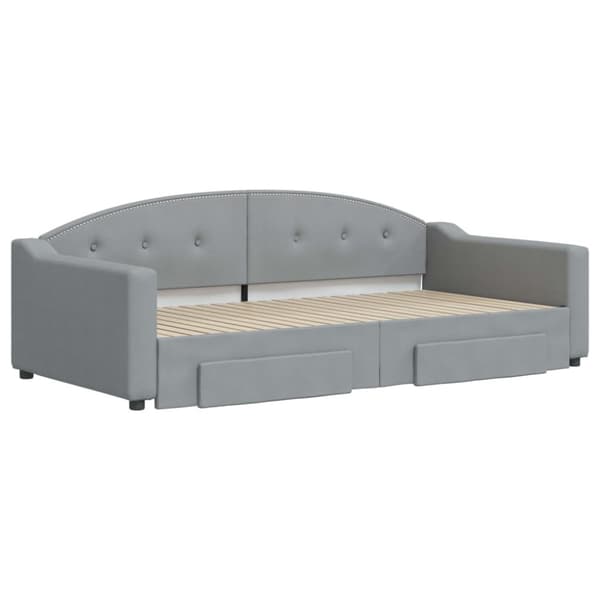 vidaXL daybed med udtræk og skuffer 100x200 cm stof lysegrå