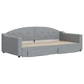Miniatyrbillede 3 af 11: vidaXL daybed med udtræk og skuffer 100x200 cm stof lysegrå