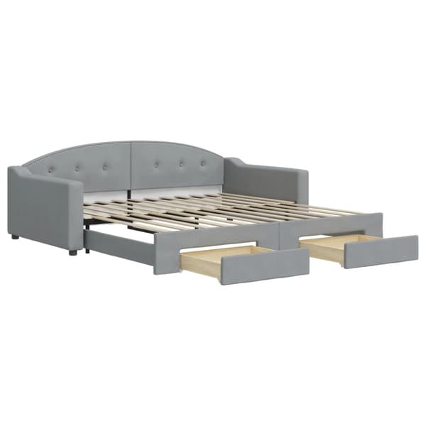 vidaXL daybed med udtræk og skuffer 100x200 cm stof lysegrå