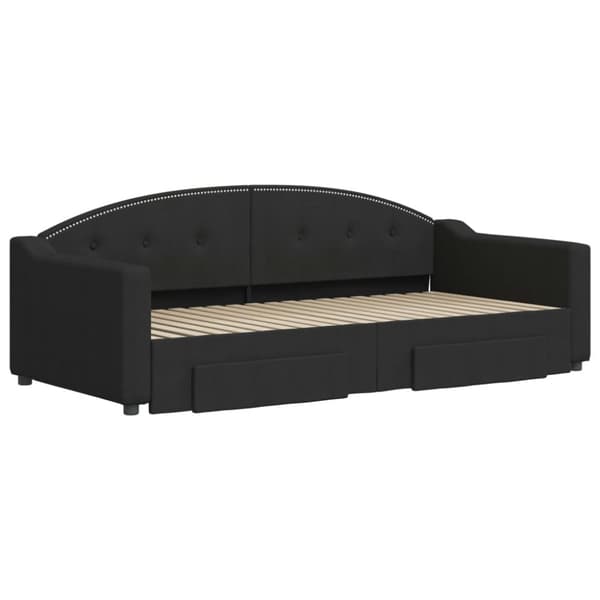 vidaXL daybed med udtræk og skuffer 90x190 cm stof sort